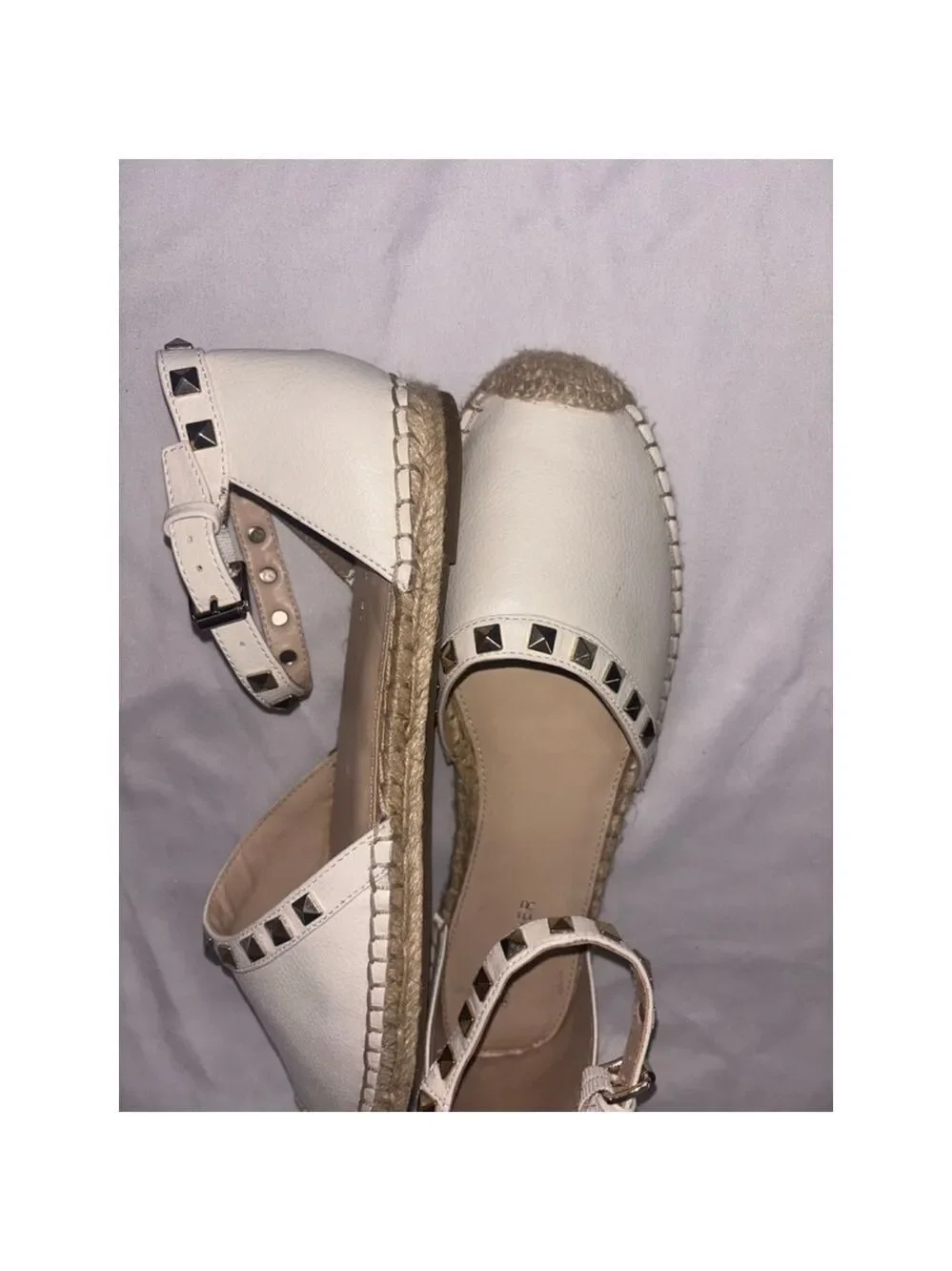 Mark Fisher Graze 2 Grunge Glam Gold Studded Vegan Leather espadrille Sandal 10M